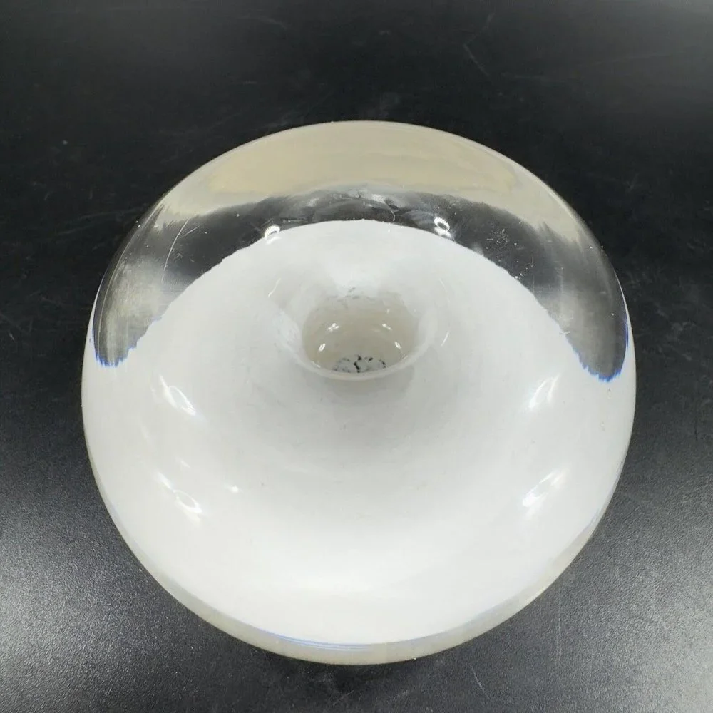 Venetian Hand Blown Clear White Cased‎ Paperweight Glass Pen Holder Decor Italy